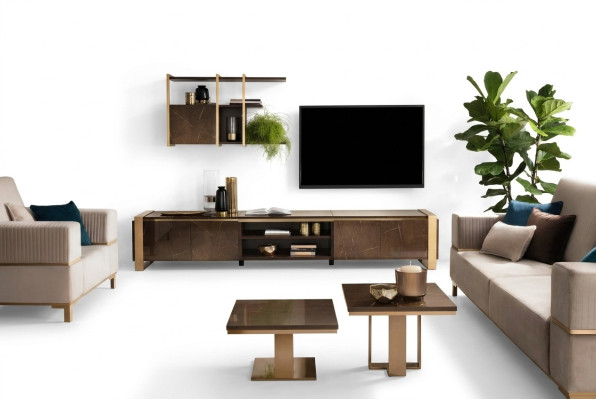 Mueble de lujo, mueble para TV, aparador de TV xxl, armario, mesa de sala de estar de madera nuevo.