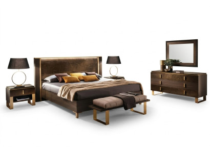 Conjunto de cama para dormitorio, diseño moderno de lujo, 2 mesitas de noche italianas de 3 piezas.