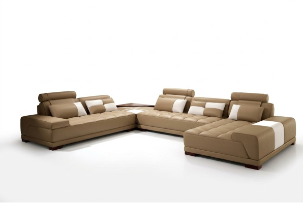Sofá de cuero con asiento acolchado con puerto USB, sofá de esquina, conjunto de muebles de salón esquinero.