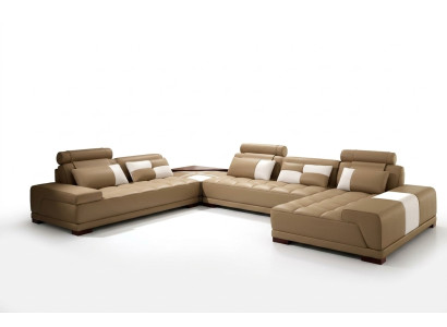 Sofá de cuero con asiento acolchado con puerto USB, sofá de esquina, conjunto de muebles de salón esquinero.