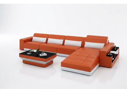 Sofá de cuero sofá paisaje salón sofá esquinero conjunto de sofá esquinero moderno diseño sofá con USB