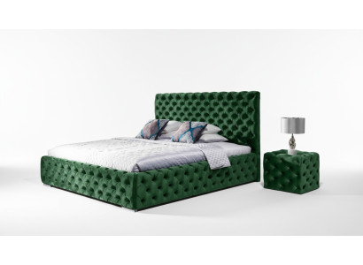 Cama Conjunto de dormitorio Diseño Muebles Moderno Lujo Camas Chesterfield Verde 140x200