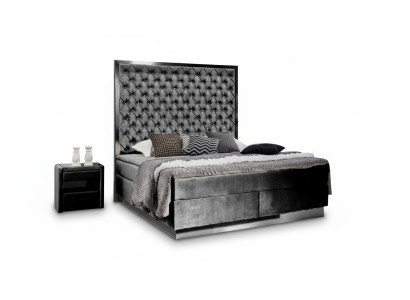 Juego de dormitorio Boxspring Bed 3 piezas Textil Bed 2x mesita de noche Diseño Camas Nuevas