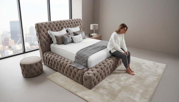 Ropa de cama Muebles de dormitorio Lujo Camas modernas Chesterfield Boxspring Nuevos