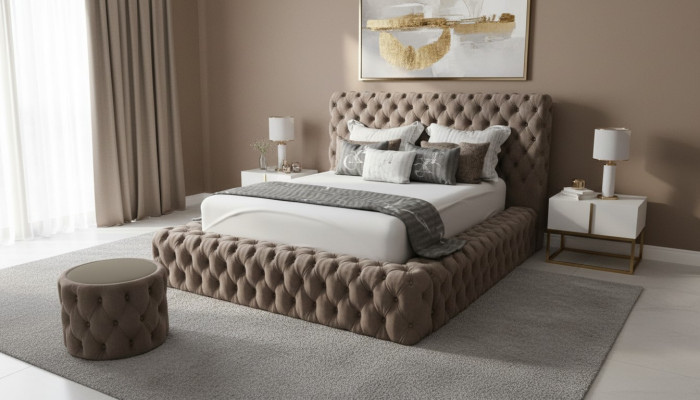 Ropa de cama Muebles de dormitorio Lujo Camas modernas Chesterfield Boxspring Nuevos