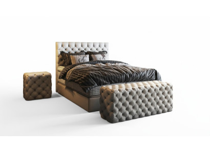 Cama 2x mesitas de noche 3 pzs. Conjunto de dormitorio Diseño Muebles de lujo Moderno Camas Nuevas