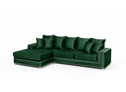 Sofá esquinero en forma de L de lujo con diseño textil, conjunto de estar acolchado para muebles de sofá.