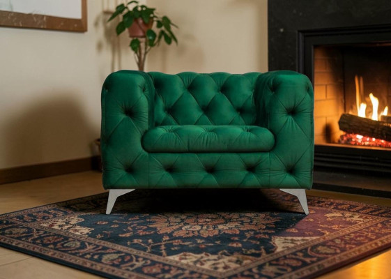 Sillón Chesterfield de lujo, de una plaza, sofá tapizado Chesterfield Lounge Club de terciopelo.