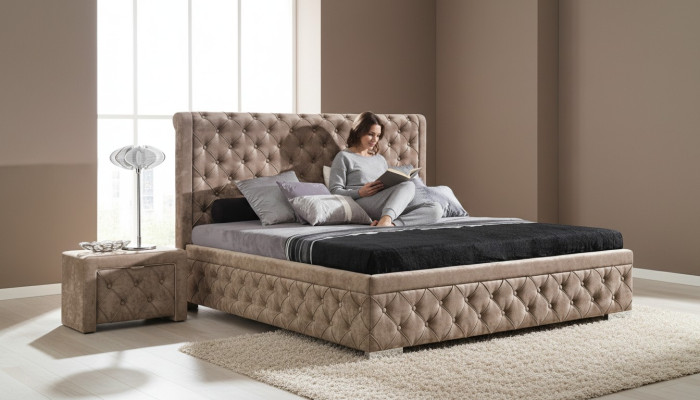 Cama 2x mesita de noche 3 piezas. Conjunto de dormitorio de diseño de lujo Muebles modernos Camas Nuevas