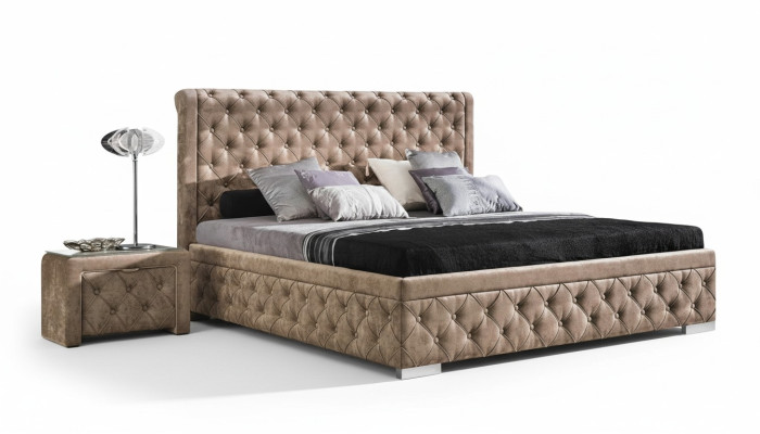 Cama 2x mesita de noche 3 piezas. Conjunto de dormitorio de diseño de lujo Muebles modernos Camas Nuevas
