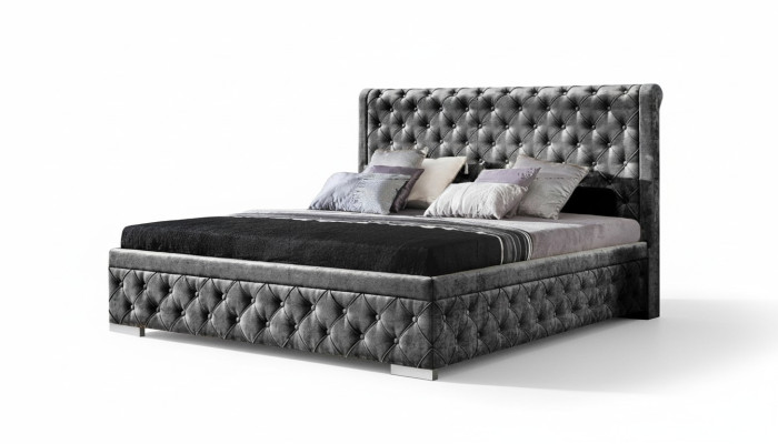 Estructura de cama de tela de lujo para cama, textil de diseño para dormitorio.