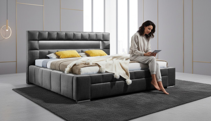 Cama con iluminación LED Dormitorio Diseño Muebles Modernos Camas de lujo Dobles