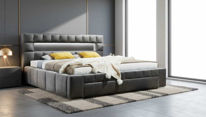 Cama con iluminación LED Dormitorio Diseño Muebles Modernos Camas de lujo Dobles