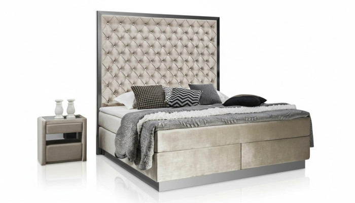 Cama completa Boxspring camas de diseño de lujo Muebles de dormitorio de acero inoxidable