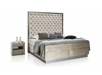 Cama completa Boxspring camas de diseño de lujo Muebles de dormitorio de acero inoxidable