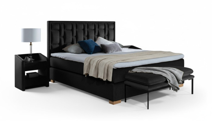 Cama boxspring de lujo negro azul dormitorio muebles diseño doble hotel