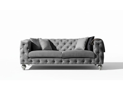 Sofá de diseño gris de tela para tres personas, sofás de terciopelo grandes xxl.