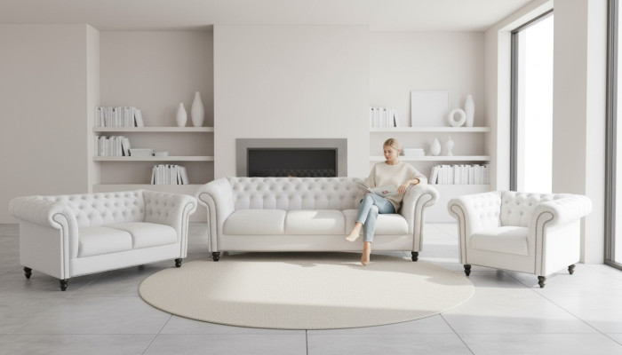 Sofá de tres plazas de tela para sala de estar, blanco, diseño de sofá de tela de terciopelo grande xxl.