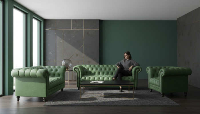 Set moderno de diseñador 31 Sofás Chesterfield de un asiento Conjunto de sala de estar