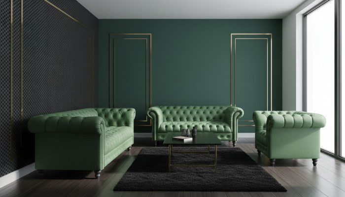 Set moderno de diseñador 31 Sofás Chesterfield de un asiento Conjunto de sala de estar