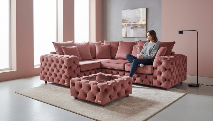 Sofá esquinero Sofá sofá Tapizado Conjunto de esquina Mesa de centro Textil Sofá de salón