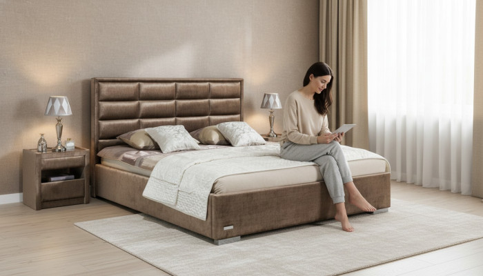 Textil de cama diseño de dormitorio muebles modernos de lujo camas acolchadas nuevo.