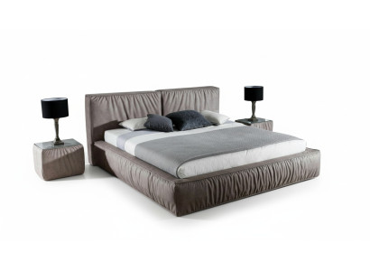 Cama de diseño de lujo para el dormitorio, tapizada en terciopelo, muebles, camas, tela, textil, nuevo.