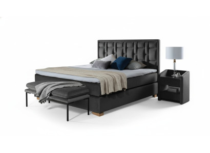 Conjunto de dormitorio de cama doble Chesterfield de terciopelo con mesitas de noche 3 piezas.