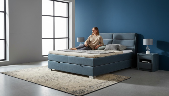 Juego de dormitorio de 2 piezas con textil de cama y 3 mesitas de noche. Conjunto de muebles de dormitorio de lujo moderno. Camas nuevas.