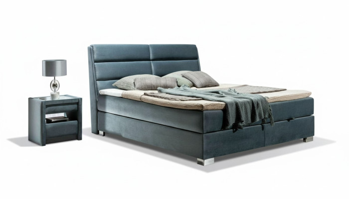 Juego de dormitorio de 2 piezas con textil de cama y 3 mesitas de noche. Conjunto de muebles de dormitorio de lujo moderno. Camas nuevas.