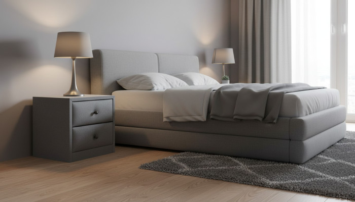 Diseño de mesita de noche de tela acolchada Muebles Mesitas de noche Consolas Dormitorio Tela