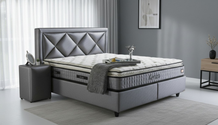 Conjunto de cama de lujo de 3 piezas con mesita de noche, muebles, colchón, estructura de cama nuevo.
