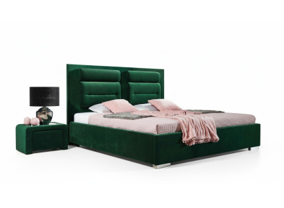 Cama de lujo con somier tapizado de diseño doble, camas verdes de hotel en muebles de dormitorio.