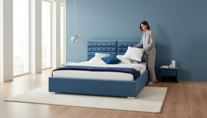 Cama de lujo con somier tapizado diseño cama de hotel dormitorio muebles doble