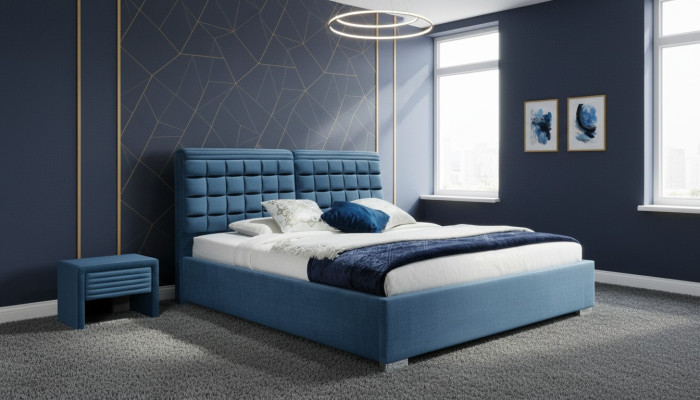 Cama de lujo con somier tapizado diseño cama de hotel dormitorio muebles doble