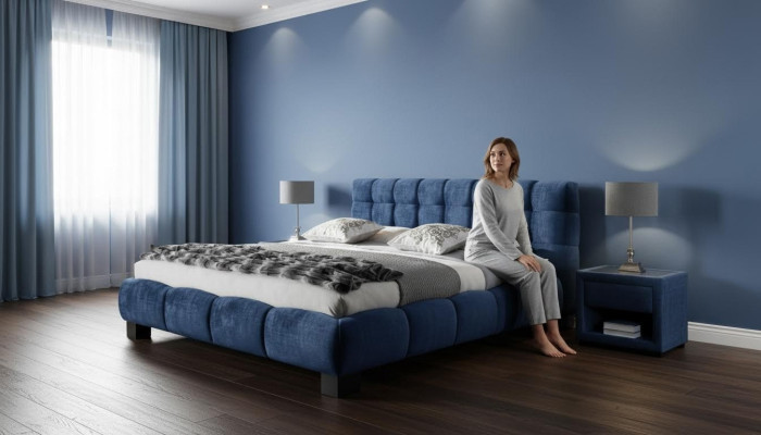 Juego de muebles de dormitorio moderno de lujo con 2 mesitas de noche