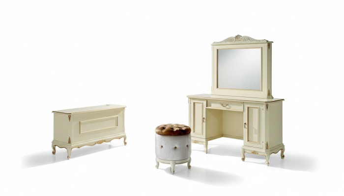 tocador estilo italiano, muebles estilo tocador, dormitorio, barroco, rococó, taburete nuevo