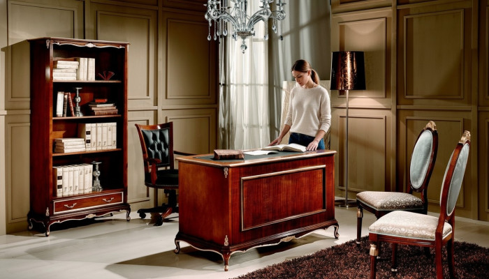 Muebles de oficina Mesa Escritorio Estilo italiano Muebles de madera real Escritorios