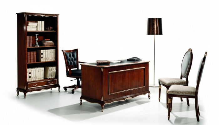 Muebles de oficina Mesa Escritorio Estilo italiano Muebles de madera real Escritorios