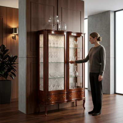 Muebles Vitrina de lujo clásica en estilo antiguo barroco rococó vitrina de vidrio salón nuevo
