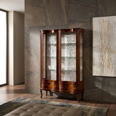 Muebles Vitrina de lujo clásica en estilo antiguo barroco rococó vitrina de vidrio salón nuevo