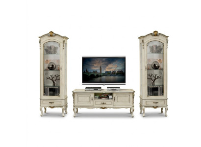 Mueble de sala conjunto de sala 3 piezas rtv 2x vitrina diseño italiano muebles estilo barroco