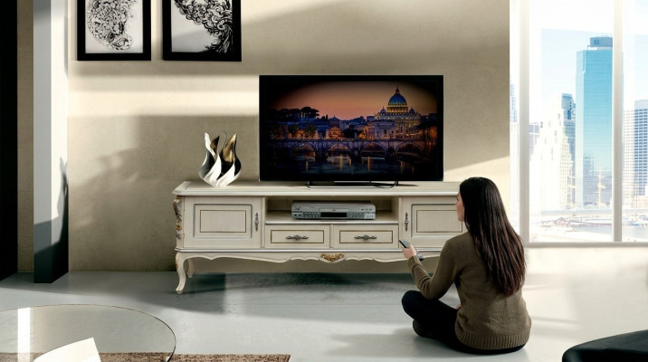 RTV Lowboard rtv Armario de lujo Mesa Sala Muebles de madera Clásico Tabla baja lateral