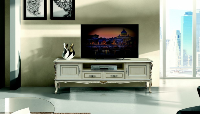 RTV Lowboard rtv Armario de lujo Mesa Sala Muebles de madera Clásico Tabla baja lateral