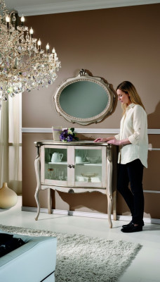 Sala de estar muebles italianos clásica cómoda de estilo barroco aparador de madera.