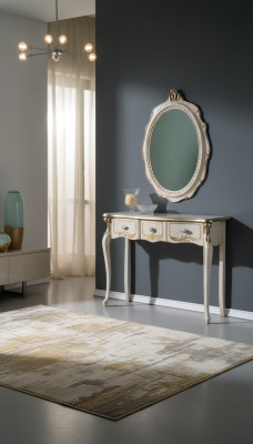 Mueble de consola de lujo de época barroca, mesa de pared, mesa blanca clásica de madera de 106 cm.