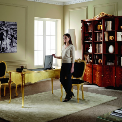 Muebles de diseño 2 sillas doradas para sala de estar sillas de madera muebles de lujo italianos nuevos
