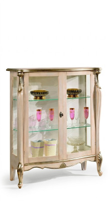 Muebles de madera de estilo barroco, vitrina de vidrio, cómoda, armarios italianos.