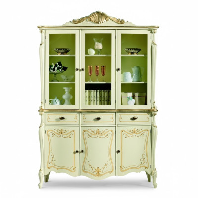 Vitrina de lujo de estilo italiano para sala de estar, mueble armario de estilo barroco rococó de madera nueva.
