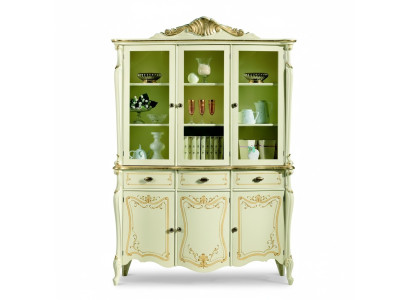 Vitrina de lujo de estilo italiano para sala de estar, mueble armario de estilo barroco rococó de madera nueva.